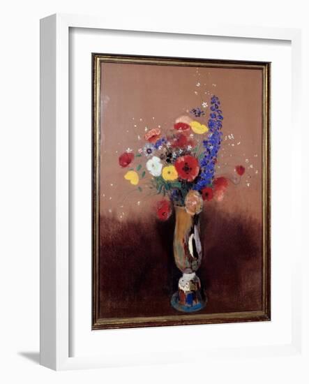 Bouquet of Flowers from the Fields. Painting by Odilon Redon (1840-1916), 1912. Pastel Painting. Di-Odilon Redon-Framed Giclee Print