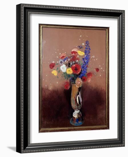 Bouquet of Flowers from the Fields. Painting by Odilon Redon (1840-1916), 1912. Pastel Painting. Di-Odilon Redon-Framed Giclee Print