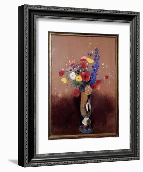 Bouquet of Flowers from the Fields. Painting by Odilon Redon (1840-1916), 1912. Pastel Painting. Di-Odilon Redon-Framed Giclee Print