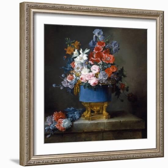 Bouquet of Flowers in a Blue Porcelain Vase, 1776 (Oil on Canvas)-Anne Vallayer-coster-Framed Giclee Print