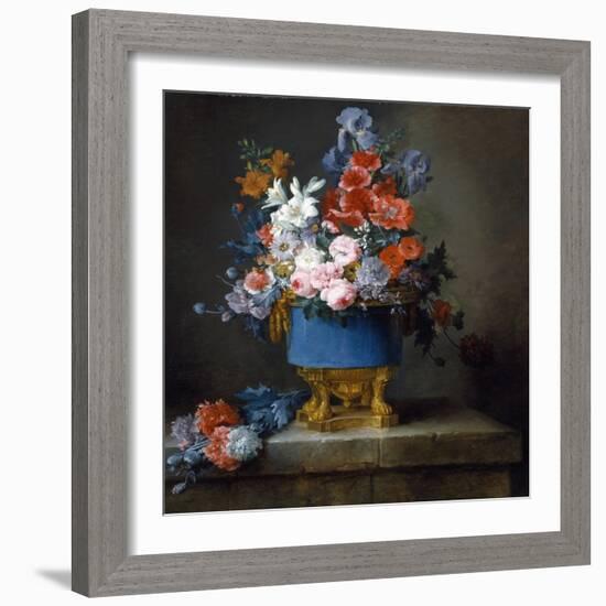 Bouquet of Flowers in a Blue Porcelain Vase, 1776 (Oil on Canvas)-Anne Vallayer-coster-Framed Giclee Print