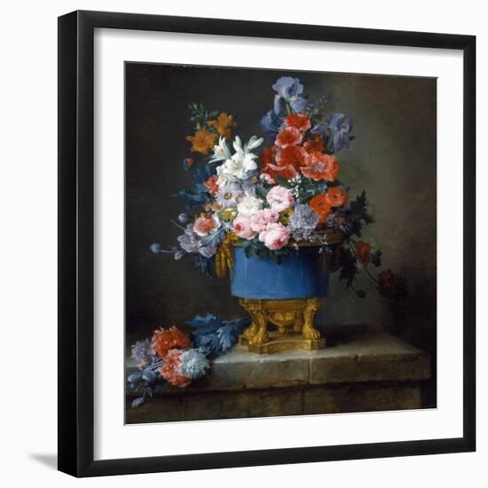 Bouquet of Flowers in a Blue Porcelain Vase, 1776 (Oil on Canvas)-Anne Vallayer-coster-Framed Giclee Print