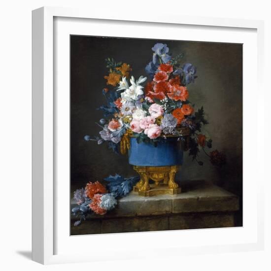 Bouquet of Flowers in a Blue Porcelain Vase, 1776 (Oil on Canvas)-Anne Vallayer-coster-Framed Giclee Print