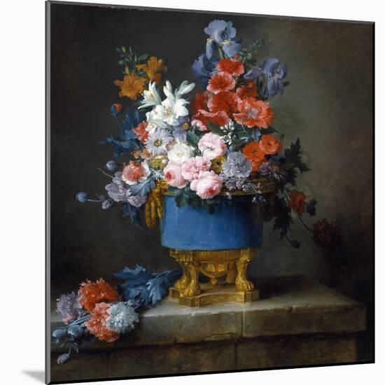 Bouquet of Flowers in a Blue Porcelain Vase, 1776 (Oil on Canvas)-Anne Vallayer-coster-Mounted Giclee Print