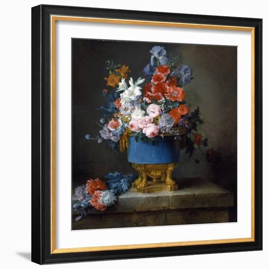 Bouquet of Flowers in a Blue Porcelain Vase, 1776 (Oil on Canvas)-Anne Vallayer-coster-Framed Giclee Print