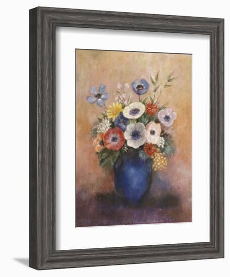 Bouquet of Flowers in a Blue Vase-Odilon Redon-Framed Giclee Print