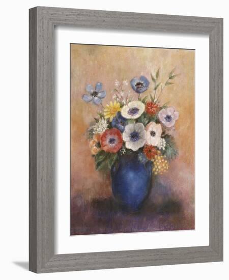 Bouquet of Flowers in a Blue Vase-Odilon Redon-Framed Giclee Print