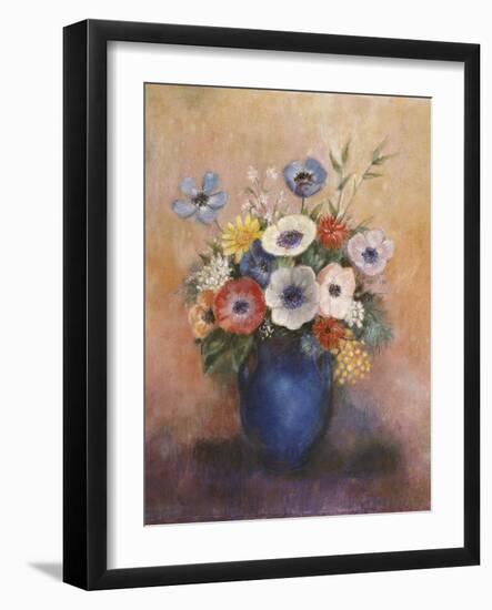 Bouquet of Flowers in a Blue Vase-Odilon Redon-Framed Giclee Print