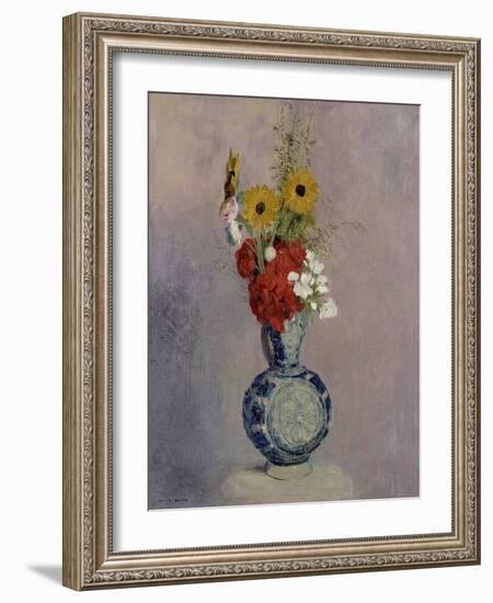 Bouquet of Flowers in a Blue Vase-Odilon Redon-Framed Giclee Print