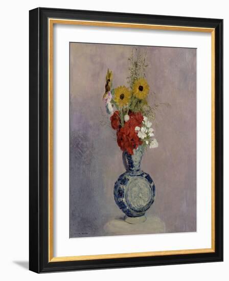 Bouquet of Flowers in a Blue Vase-Odilon Redon-Framed Giclee Print