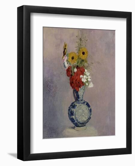 Bouquet of Flowers in a Blue Vase-Odilon Redon-Framed Giclee Print