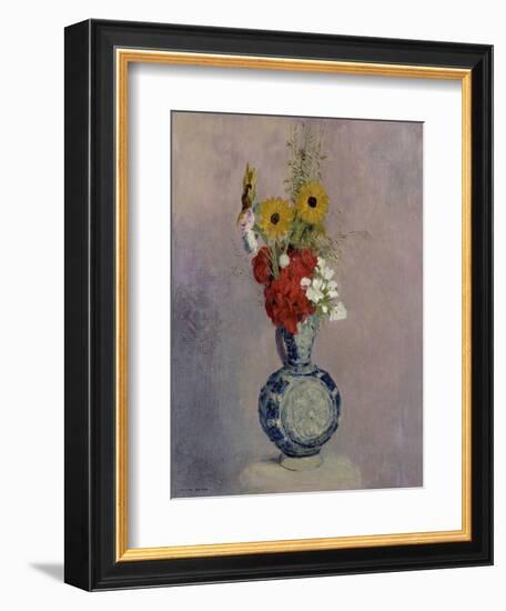 Bouquet of Flowers in a Blue Vase-Odilon Redon-Framed Giclee Print