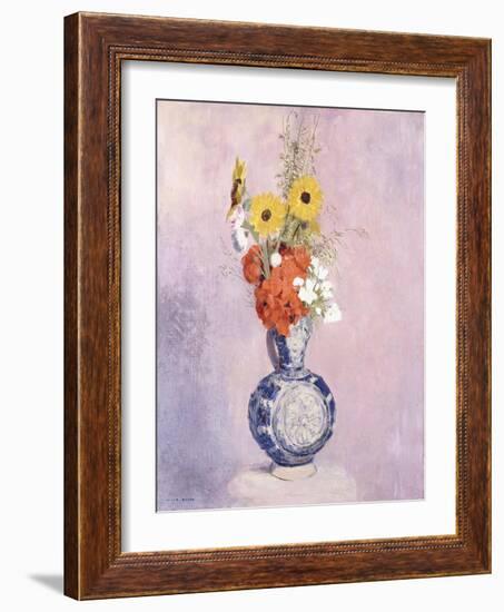 Bouquet of Flowers in a Blue Vase-Odilon Redon-Framed Giclee Print