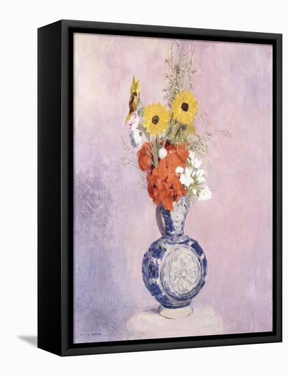 Bouquet of Flowers in a Blue Vase-Odilon Redon-Framed Premier Image Canvas