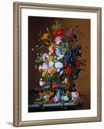 Bouquet of Flowers in a Glass Vase-George Cochran Lambdin-Framed Giclee Print