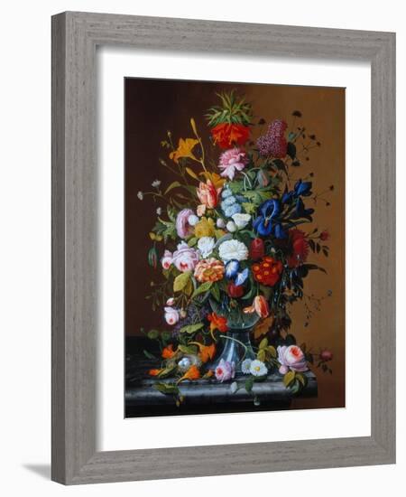 Bouquet of Flowers in a Glass Vase-George Cochran Lambdin-Framed Giclee Print