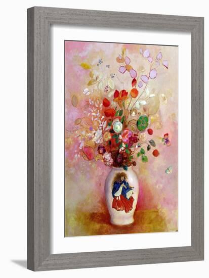 Bouquet of Flowers in a Japanese Vase, c.1905-08-Odilon Redon-Framed Giclee Print