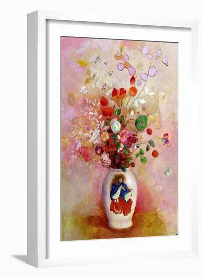 Bouquet of Flowers in a Japanese Vase, c.1905-08-Odilon Redon-Framed Giclee Print