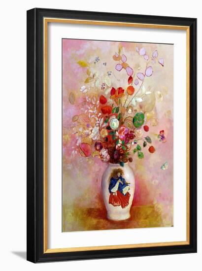 Bouquet of Flowers in a Japanese Vase, c.1905-08-Odilon Redon-Framed Giclee Print