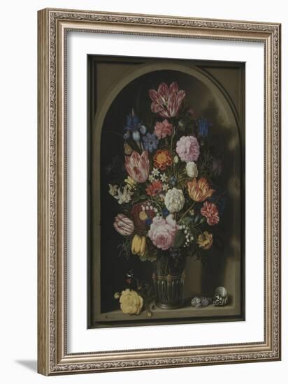 Bouquet of Flowers in a Stone Niche, 1618-Ambrosius The Elder Bosschaert-Framed Giclee Print