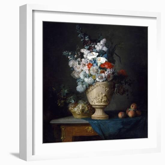 Bouquet of Flowers in a Terracotta Vase with Peaches and Grapes, 1776 (Oil on Canvas)-Anne Vallayer-coster-Framed Giclee Print