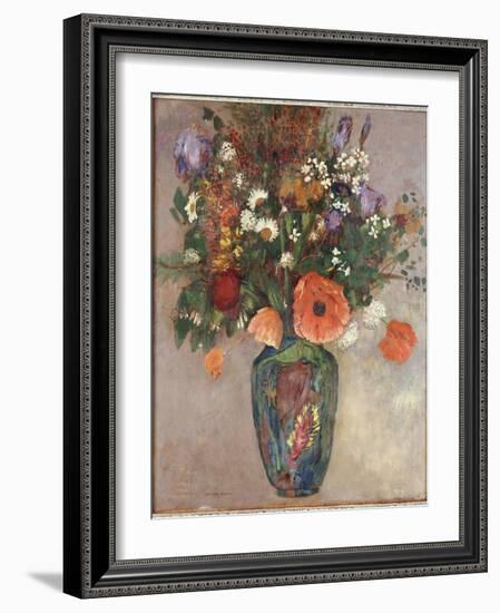 Bouquet of Flowers in a Vase-Odilon Redon-Framed Giclee Print