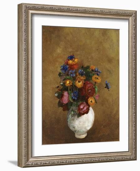 Bouquet of Flowers in a White Vase-Odilon Redon-Framed Giclee Print