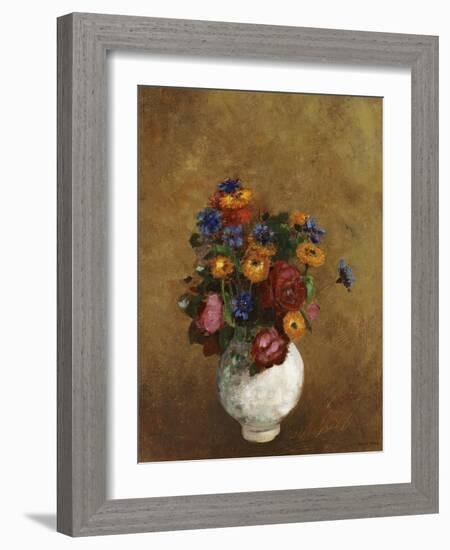 Bouquet of Flowers in a White Vase-Odilon Redon-Framed Giclee Print