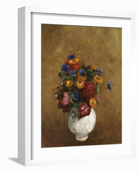 Bouquet of Flowers in a White Vase-Odilon Redon-Framed Giclee Print