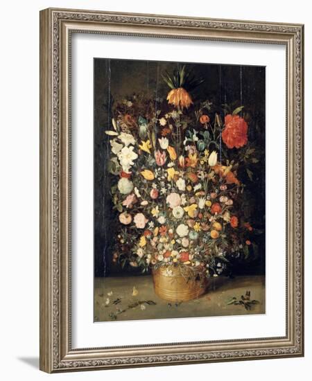 Bouquet of Flowers in a Wooden Vase, 1603-Jan Brueghel the Elder-Framed Giclee Print