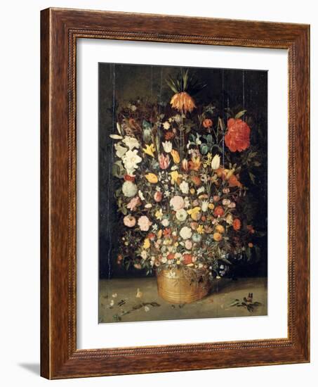 Bouquet of Flowers in a Wooden Vase, 1603-Jan Brueghel the Elder-Framed Giclee Print