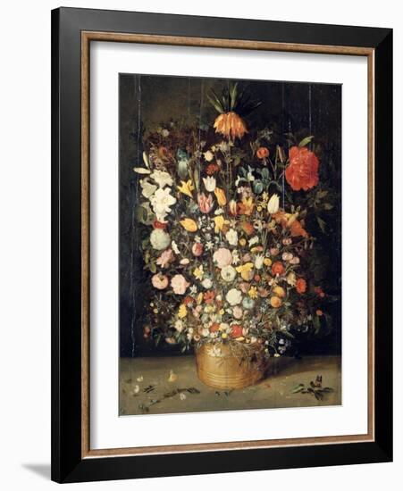 Bouquet of Flowers in a Wooden Vase, 1603-Jan Brueghel the Elder-Framed Giclee Print