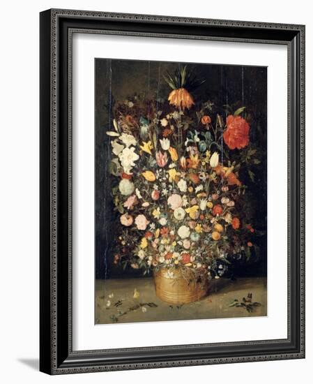 Bouquet of Flowers in a Wooden Vase, 1603-Jan Brueghel the Elder-Framed Giclee Print