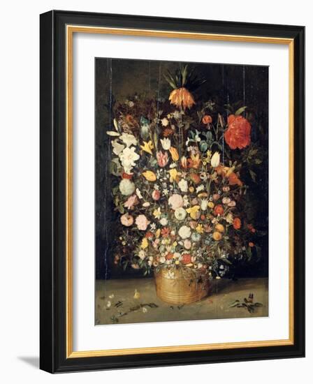 Bouquet of Flowers in a Wooden Vase, 1603-Jan Brueghel the Elder-Framed Giclee Print