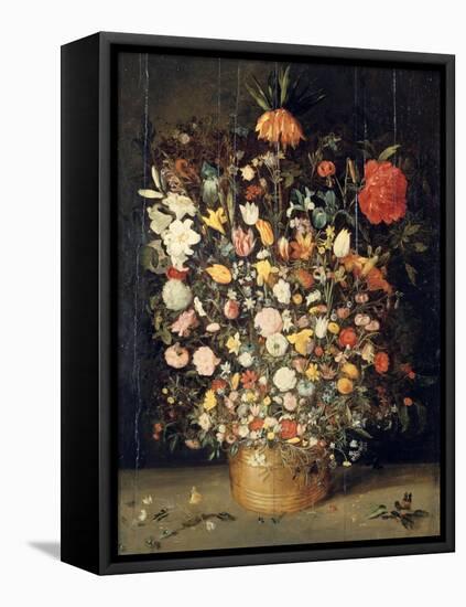 Bouquet of Flowers in a Wooden Vase, 1603-Jan Brueghel the Elder-Framed Premier Image Canvas