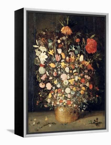 Bouquet of Flowers in a Wooden Vase, 1603-Jan Brueghel the Elder-Framed Premier Image Canvas