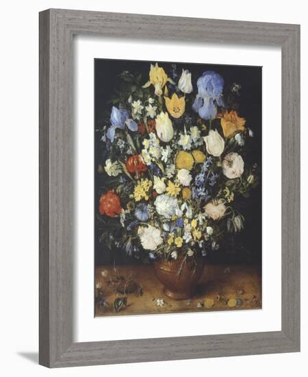 Bouquet of Flowers in Ceramic Vase-Jan Brueghel the Elder-Framed Giclee Print