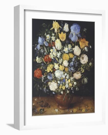 Bouquet of Flowers in Ceramic Vase-Jan Brueghel the Elder-Framed Giclee Print