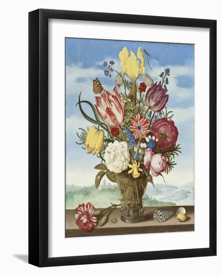 Bouquet of Flowers on a Ledge, 1619-Ambrosius The Elder Bosschaert-Framed Giclee Print