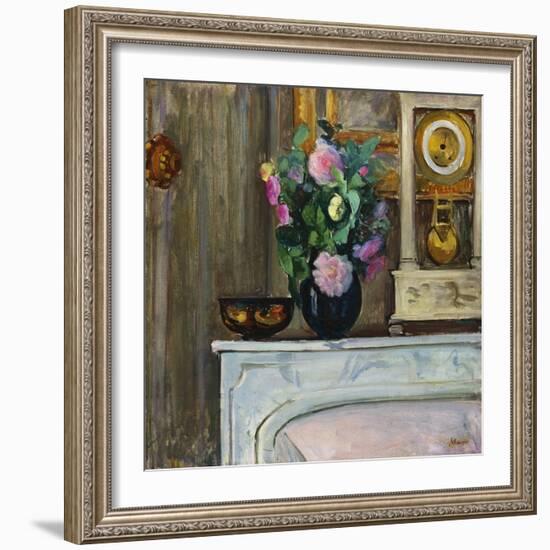 Bouquet of Flowers on the Fireplace, 1920-Henri Lebasque-Framed Giclee Print