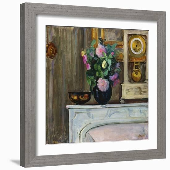 Bouquet of Flowers on the Fireplace, 1920-Henri Lebasque-Framed Giclee Print