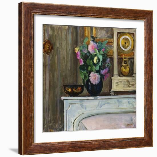Bouquet of Flowers on the Fireplace, 1920-Henri Lebasque-Framed Giclee Print