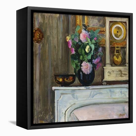 Bouquet of Flowers on the Fireplace, 1920-Henri Lebasque-Framed Premier Image Canvas