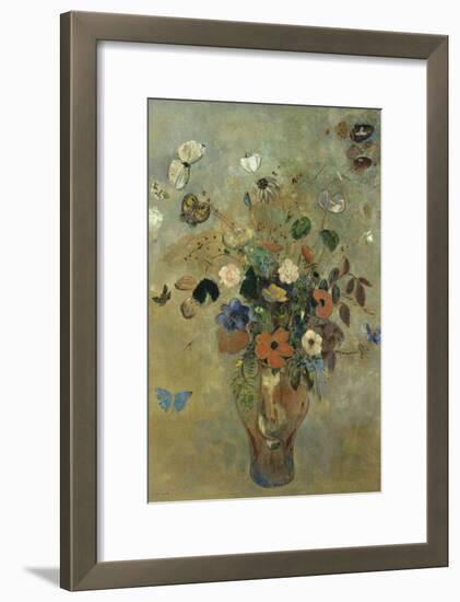 Bouquet of Flowers with Butterflies-Odilon Redon-Framed Giclee Print