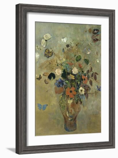 Bouquet of Flowers with Butterflies-Odilon Redon-Framed Giclee Print