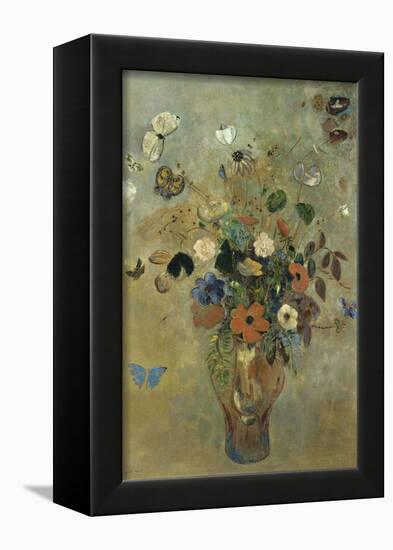 Bouquet of Flowers with Butterflies-Odilon Redon-Framed Giclee Print