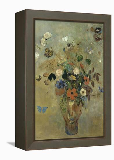 Bouquet of Flowers with Butterflies-Odilon Redon-Framed Premier Image Canvas