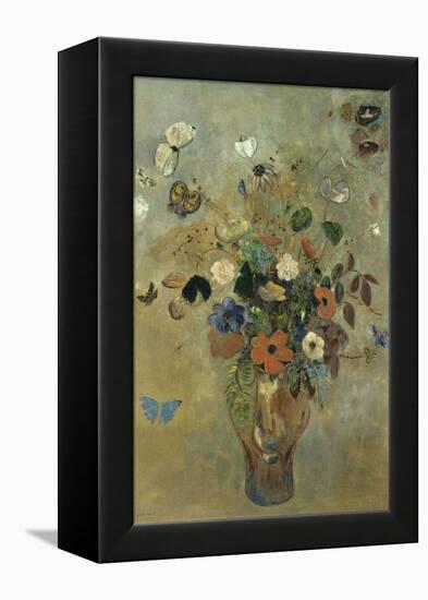 Bouquet of Flowers with Butterflies-Odilon Redon-Framed Premier Image Canvas