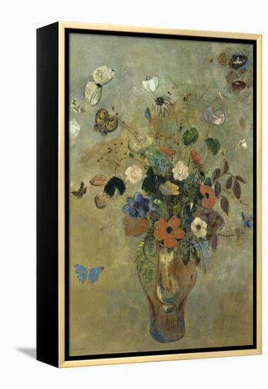 Bouquet of Flowers with Butterflies-Odilon Redon-Framed Premier Image Canvas