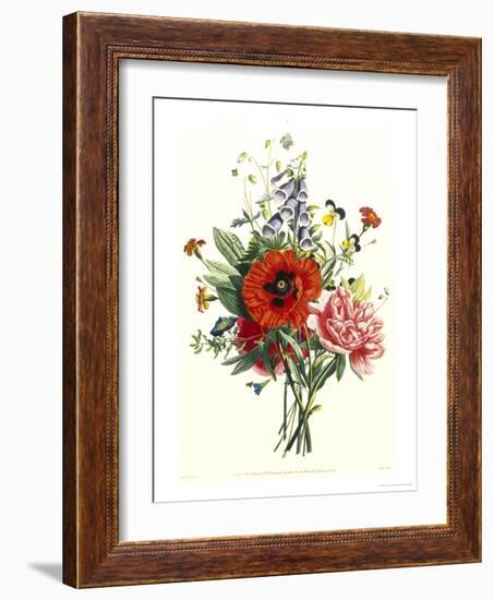 Bouquet of Foxglove, Poppy and Peonie-Jean Louis Prevost-Framed Giclee Print